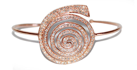 18kt rose gold round shell pave diamonds cuff