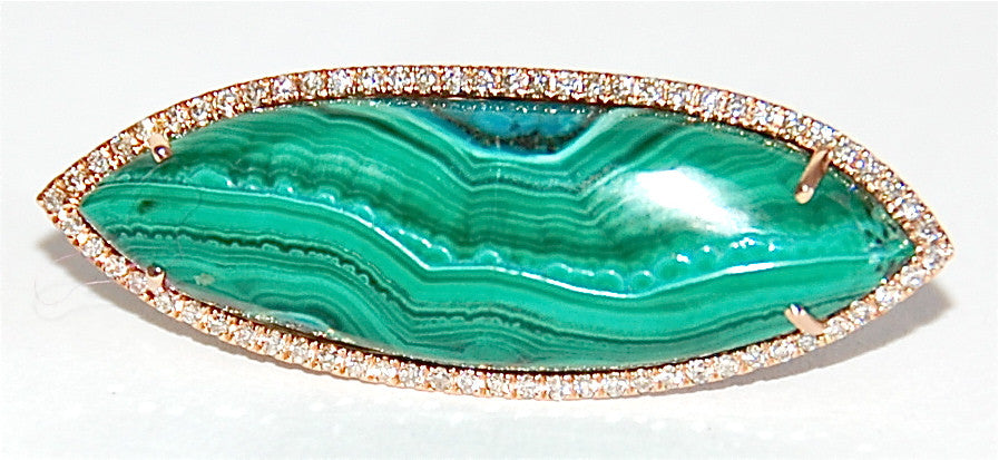 Malachite with paved diamonds ring
