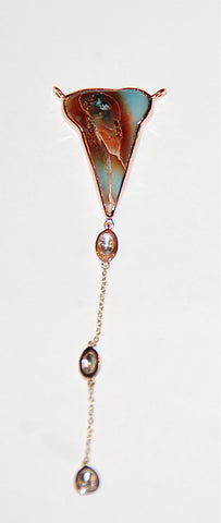 Color tooth with 3 polki diamond dangle necklace