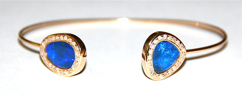 Blue opal pave diamond cuff