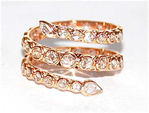 18kt Gold rose cut diamond Eel ring