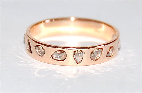 18kt Gold rose cut diamond swimming band ring