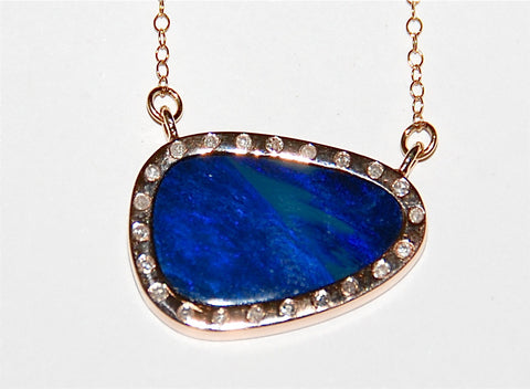 Blue opal flush diamond necklace