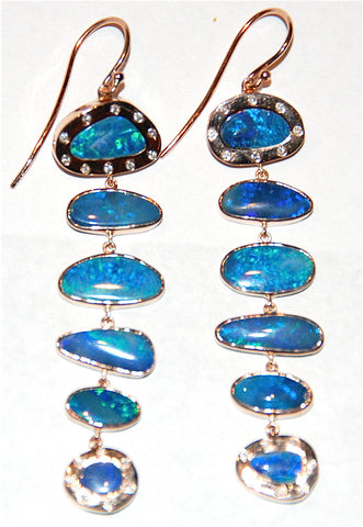 Blue opal 6 scale drop earring