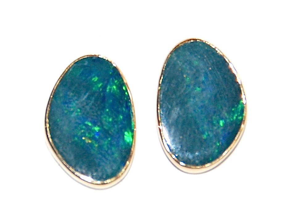 Blue green opal earring