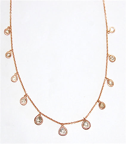 18kt Gold necklace with mine cut diamonds