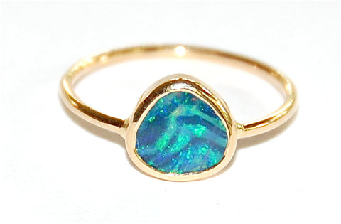 Blue green opal band ring