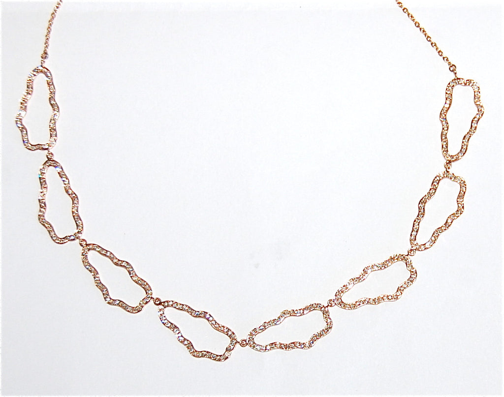 18kt Gold necklace with paved diamonds