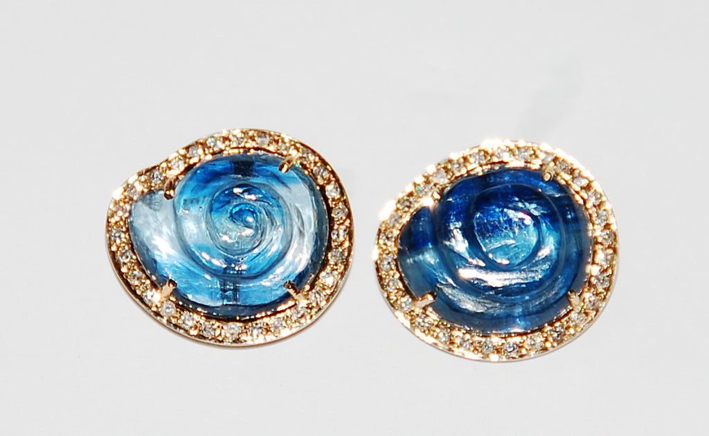 Kynite round shell paved diamond earring