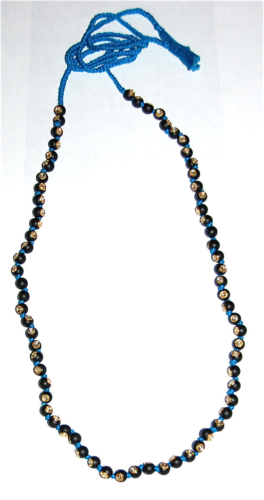 Mat black onyx bead each with polki diamond necklace