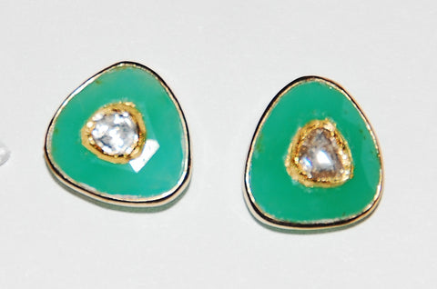 Lois chrysoprase polki diamond earring