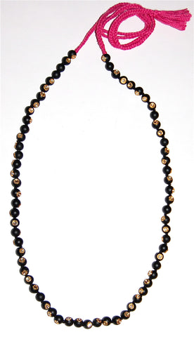 Mat black onyx bead each with polki diamond necklace