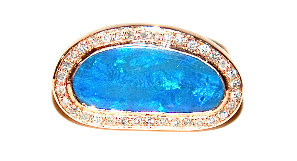 Opal with pave diamond ring
