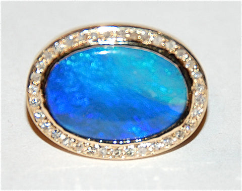 Opal with pave setting ring
